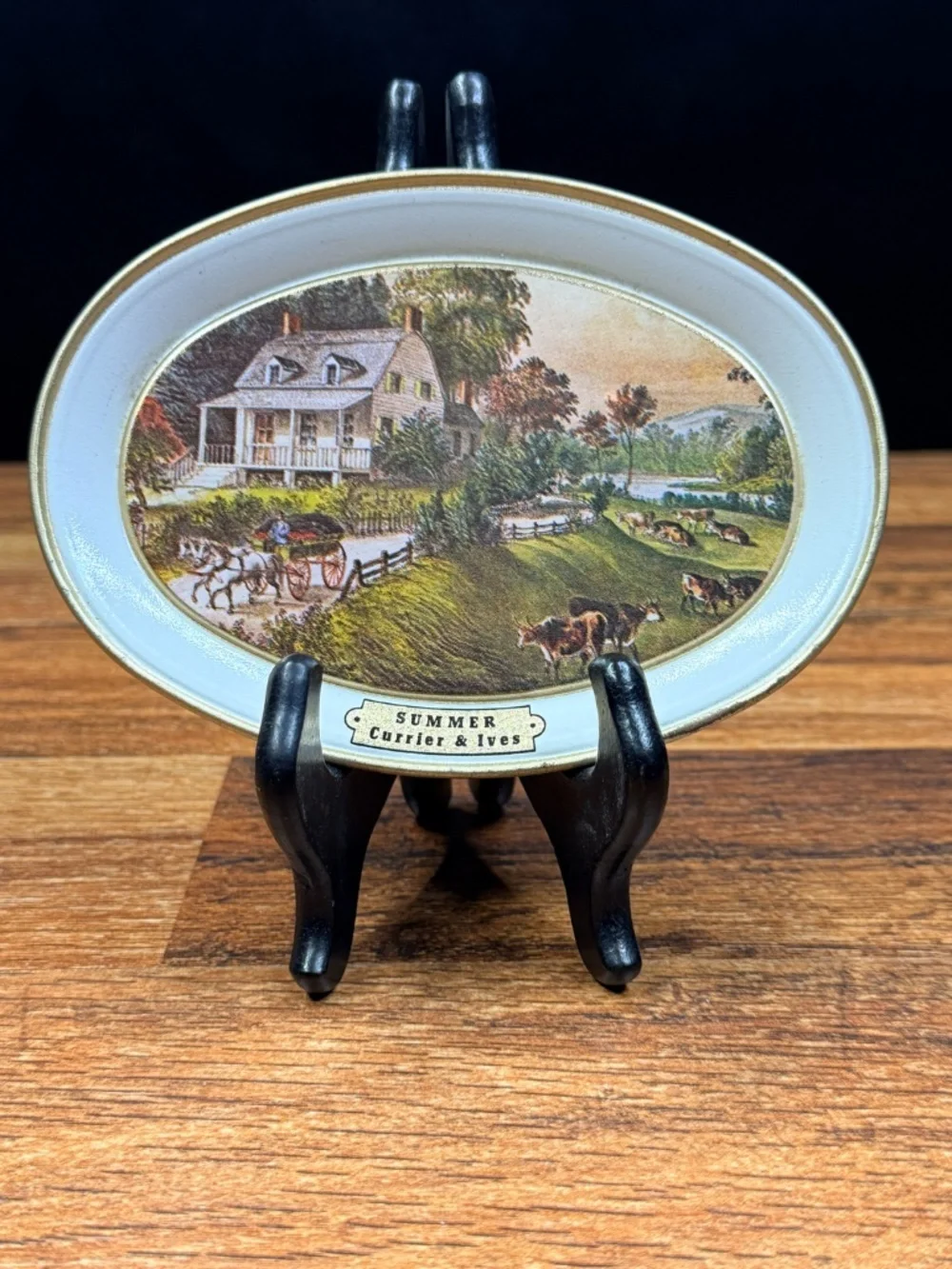 CURRIER AND IVES-1868 “The American Homestead” Metal Tray Set (Set of 4)